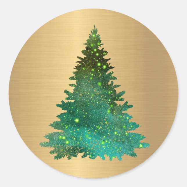 Adesivo Trendy Dourado Green Glitter Tree Natal (Frente)