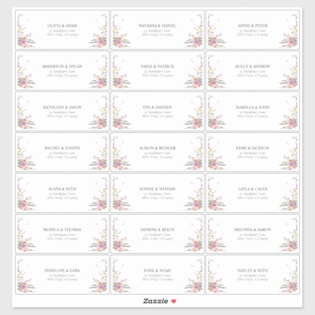 Adesivo Trendy Elegant Wildflower Guest Endereço (Folha)