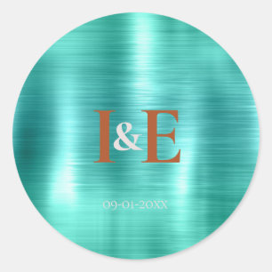 Adesivo Trendy Faux Teal Foil Copper Texto Casamento