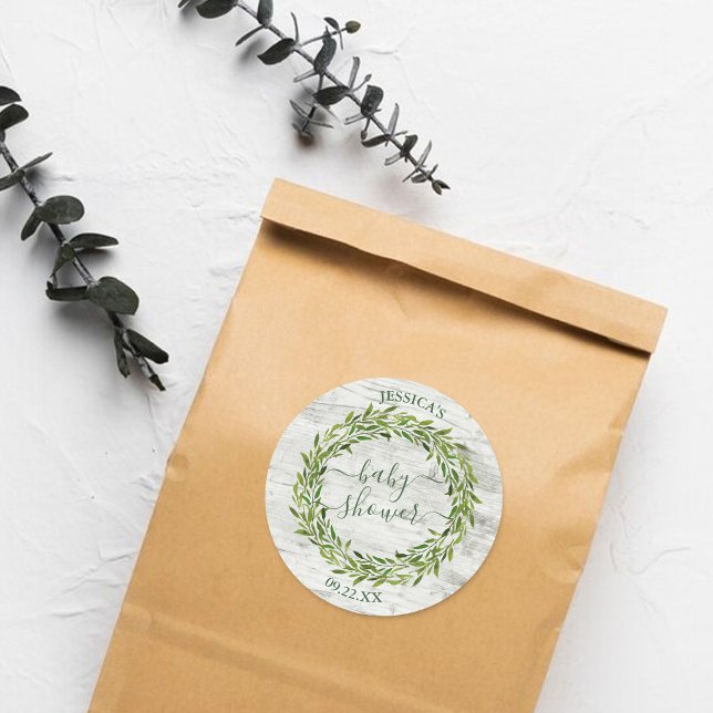 Adesivo Trendy Laurel Wreath Greenery Chá de fraldas (Criador carregado)