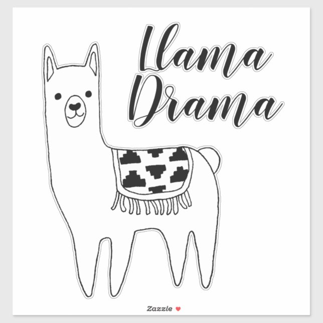 Adesivo Trendy Modern Llama Sketch Llama Drama Script (Folha)