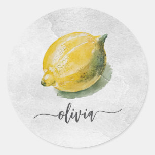 Adesivo Trendy Modern Personalised Watercolor Lemon Amarel
