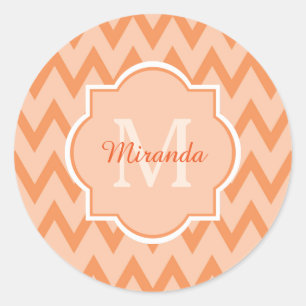 Adesivo Trendy Orange Chevron Zigzag Nome e Monograma
