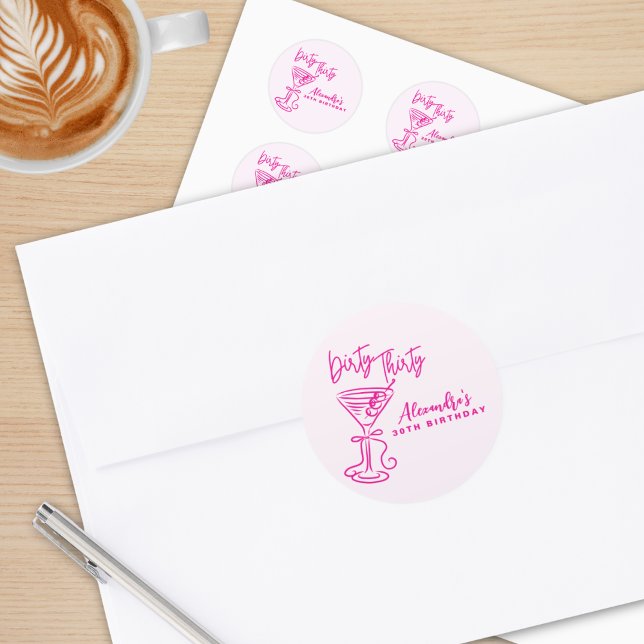 Adesivo Trendy Pink Dirty Thirty 30º Aniversário (Criador carregado)