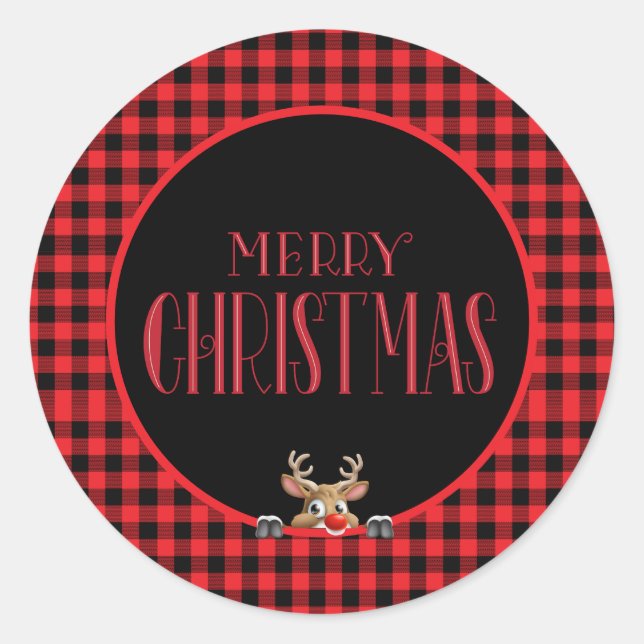 Adesivo Trendy Red Black Buffalo Cheque com Reindeer (Frente)