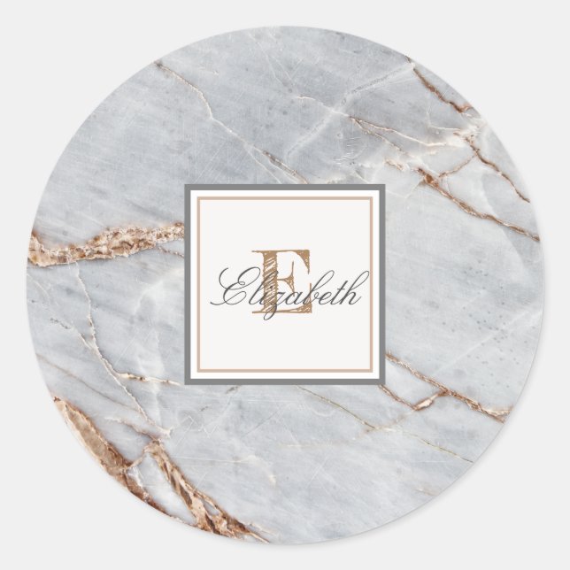 Adesivo Trendy  Stone Marble Texture, Monogram Luggage Tag (Frente)
