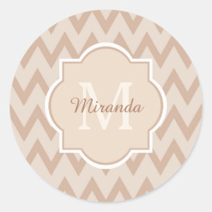 Adesivo Trendy Tan Brown Chevron Zigzag Nome e Monograma