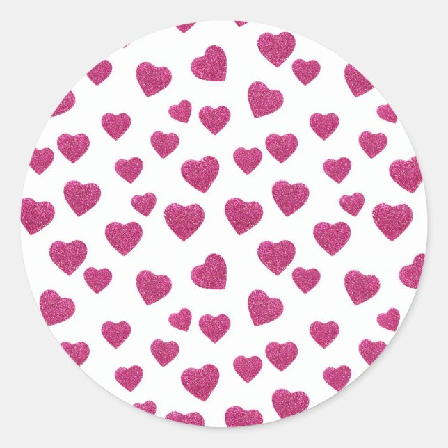 Adesivo Trendy Valentine Pink Glitter Hearts on White (Frente)