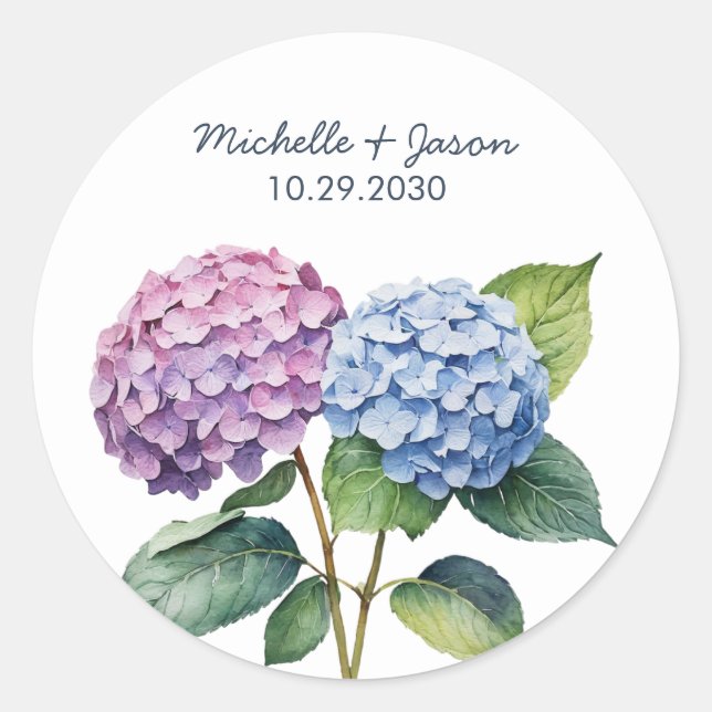 Adesivo Trendy Watercolor Hydrangea Casamento Floral (Frente)