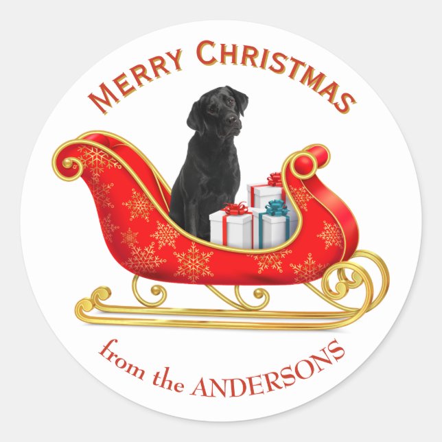 Adesivo Trenó de Natal Cachorro Labrador Retriever Preto (Frente)