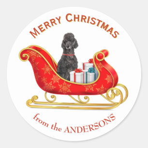 Adesivo Trenó de Natal Cachorro Poodle Preto