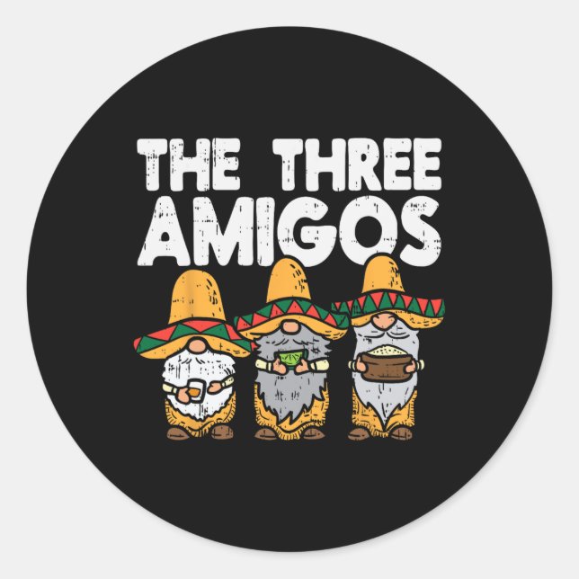 Adesivo Três Amigos Gnomos Mexicanos Cute Cinco De Mayo Fi (Frente)