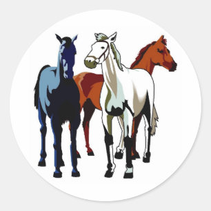 Adesivo Três Cavalos Fortes Azul Branco Vermelho