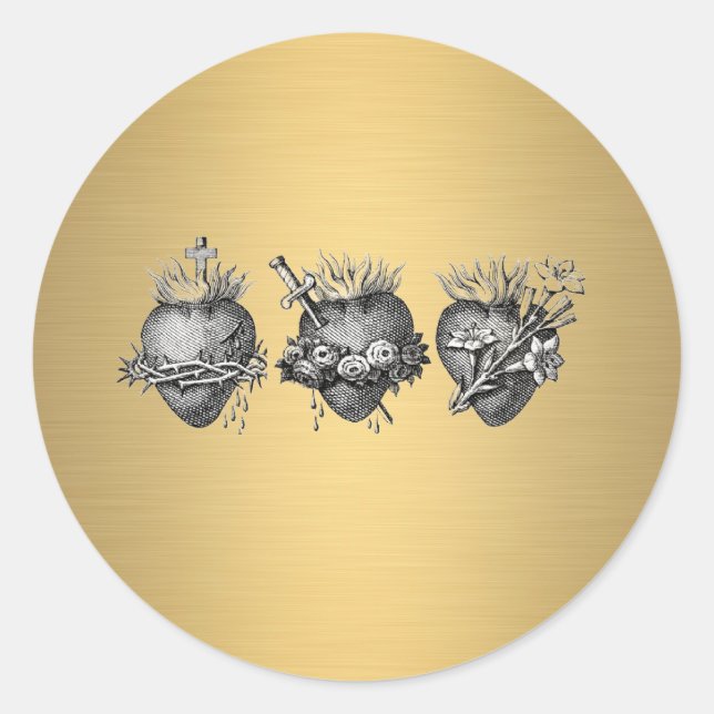 Adesivo Três Corações de Jesus, Maria e Endereço de Joseph (Frente)