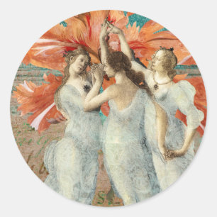 Adesivo Três Damas Adoráveis Arte Digital Vintage
