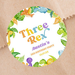 Adesivo Três Dinossauros Rex 3ª Festa de aniversário