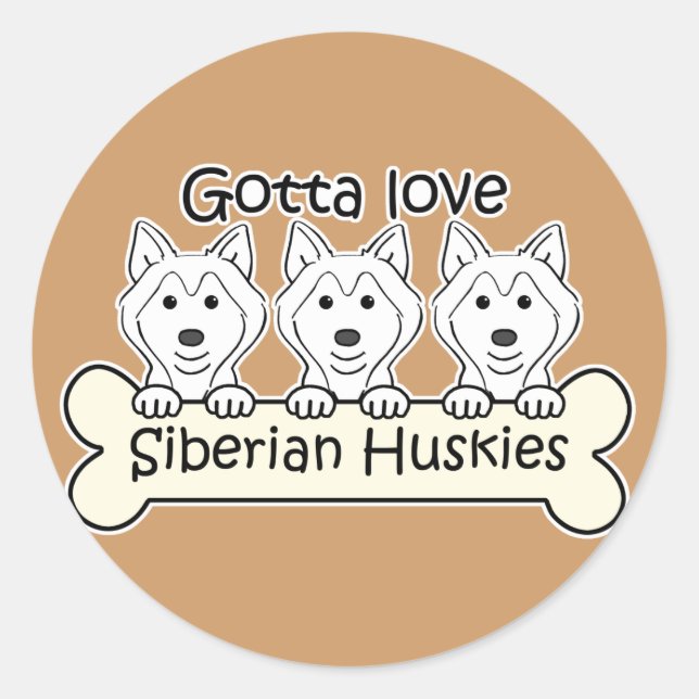 Adesivo Três Huskies siberianos (Frente)