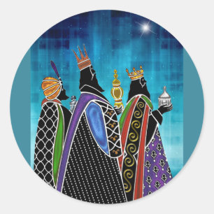 Adesivo Três Mágicos com presentes sob o céu estrelado