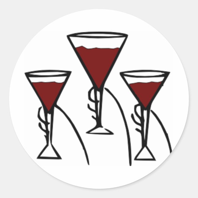 Adesivo Três Óculos de Vinho em Cartografia de Mãos (Frente)