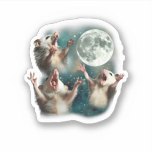 Adesivo Três Possum Lua 3 Gambá Engraçado Estranho Meme Am