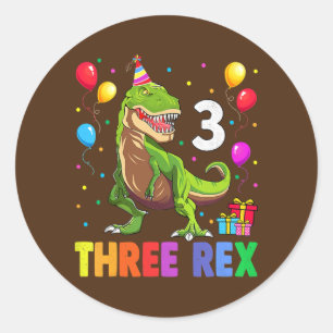 Adesivo Três Rex Aniversário 3 Anos Dinossauro 3rd T Tre
