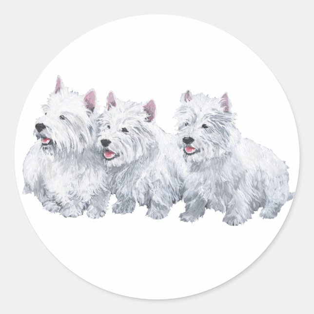 Adesivo Três West Highland White Terriers (Frente)