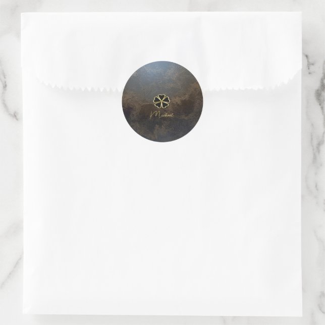 Adesivo Trevo de Ouro Elegante, Visual de Couro (Bolsa)