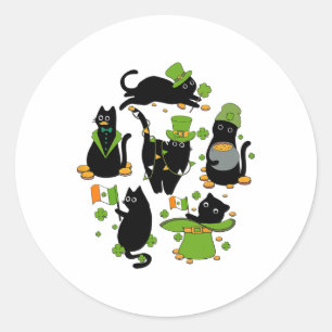 Adesivo Trevo do Dia de São Patrício Gato Preto Irlandês
