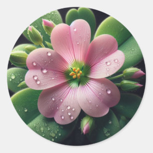 Adesivo Trevo Floral Rosa e Verde Oxalis