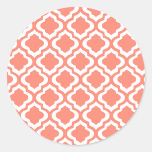 Adesivo Trevo marroquino coral elegante de Quatrefoil da