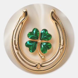 Adesivo Trevo sortudo com ferradura Dourada