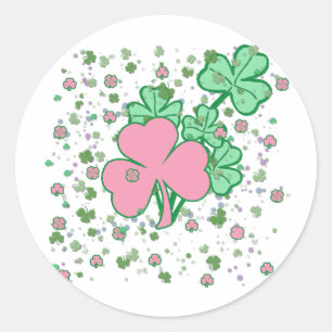Adesivo Trevos cor-de-rosa e verdes