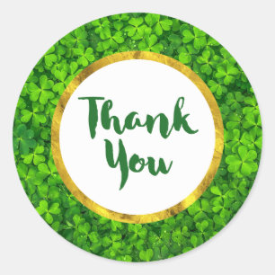 Adesivo Trevos verdes com o obrigado do quadro da folha
