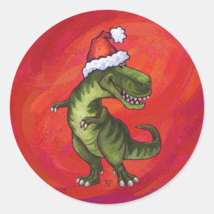 Adesivo TRex Dino em Santa Hat em Vermelho