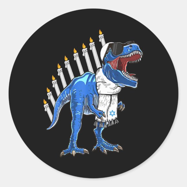 Adesivo Trex Dinosaur Menorah Hanukkah Chanukah (Frente)
