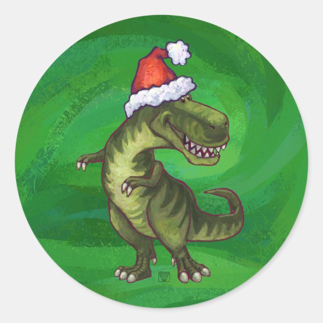 Adesivo TRex em Santa Hat em Verde (Frente)