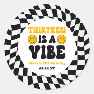 Adesivo Treze É Uma Festa de Aniversário Retro dos 13 Anos