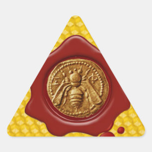 ADESIVO TRIANGULAR ABELHA DO MEL, TRIÂNGULO VERMELHO DO SELO DA CERA