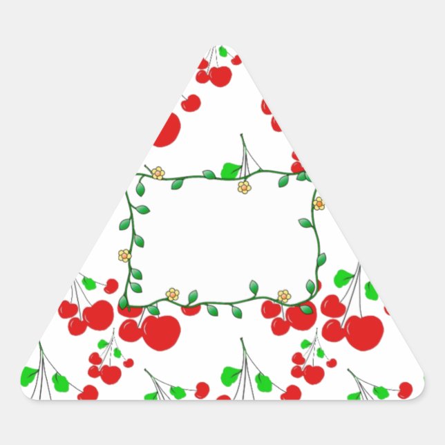 Adesivo Triangular Acessórios personalizáveis do padrão de cereja ver (Frente)