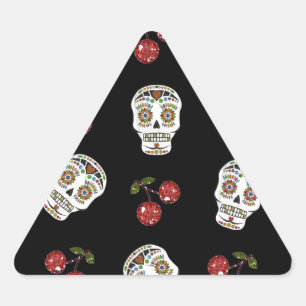 Adesivo Triangular Açúcar Rockabilly RAB Caveiras de Açúcar Cerejas e