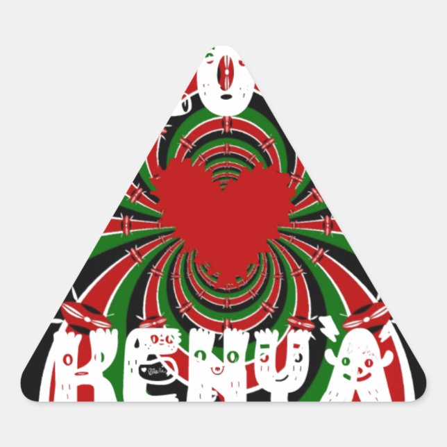 Adesivo Triangular Adoro Heart Kenya: Arte Dinâmica De Bandeiras (Frente)