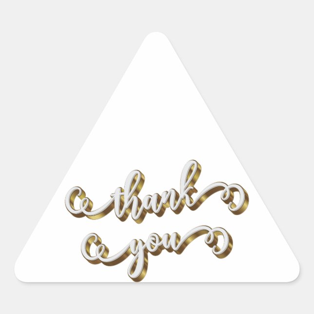 Adesivo Triangular Agradecimento de Tipografia Moderna a Ouro  (Frente)