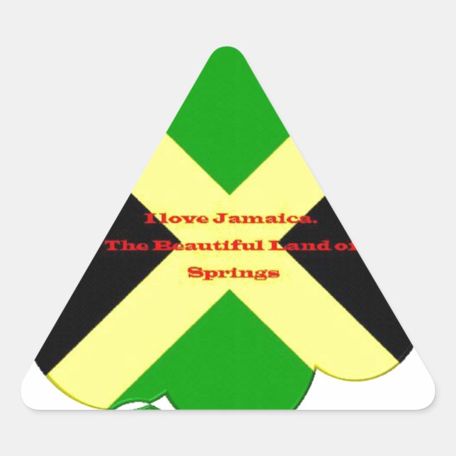 Adesivo Triangular Amo Texto Jamaica no Flag Art Impressão (Frente)