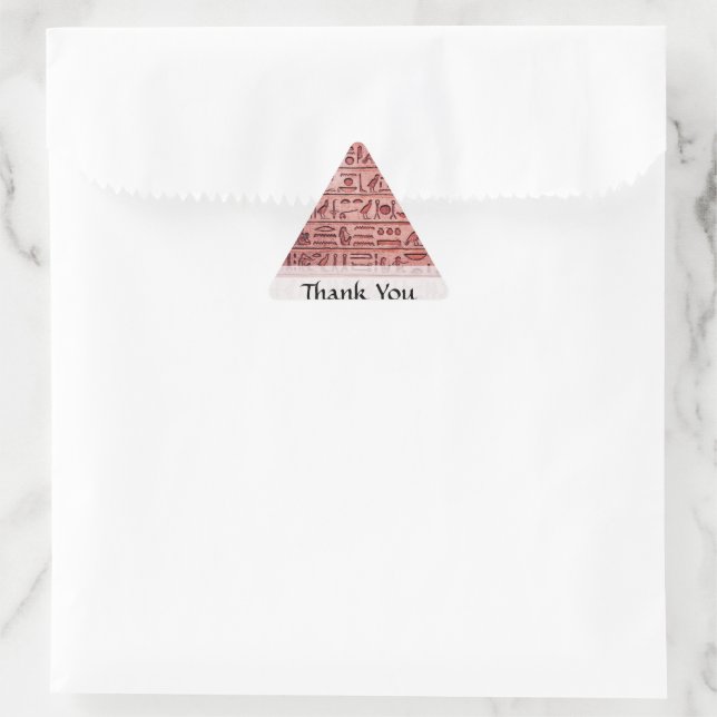 Adesivo Triangular Antigos Hieróglifos Egípcios Vermelho Obrigado (Bolsa)