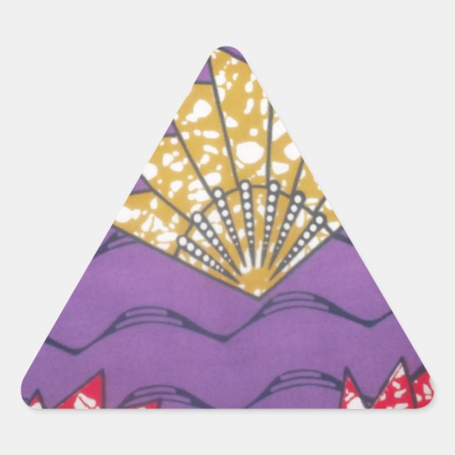 Adesivo Triangular Arte abstrato africana: Ondas de Paixão Roxas (Frente)