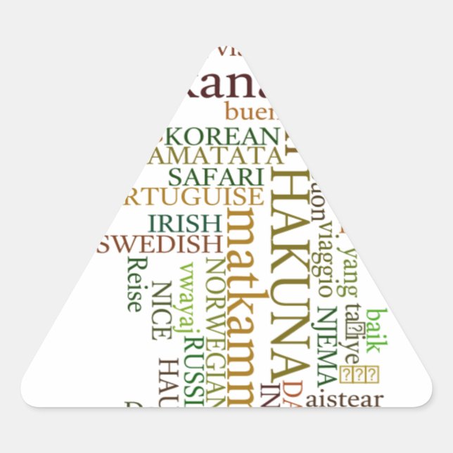 Adesivo Triangular Arte de Nuvem de Palavras Global Hakuna Matata Mul (Frente)