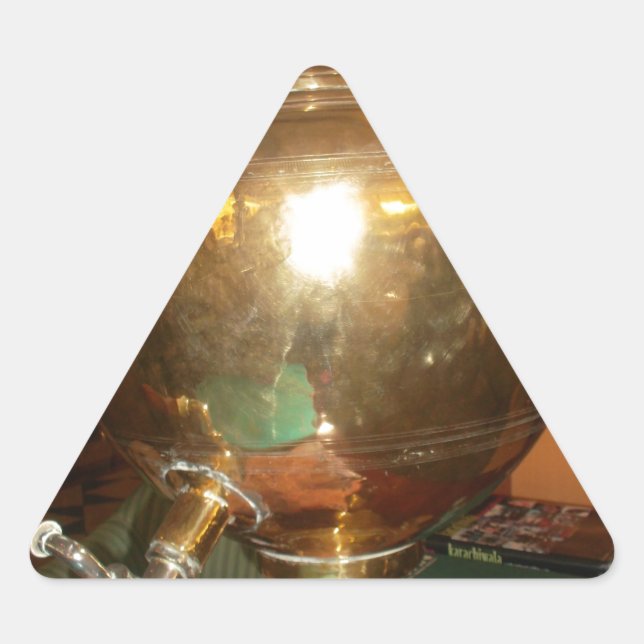 Adesivo Triangular Arte de Parede e Impressão de Bule de Chá Dourado  (Frente)
