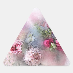 Adesivo Triangular Arte em Aquarela Rosas Vermelhas Rosadas Modelo em