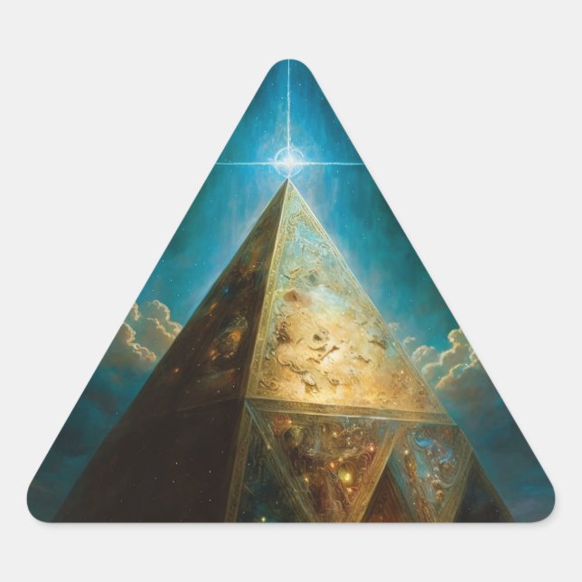 Adesivo Triangular Arte Visionária da Pirâmide Mística (Frente)