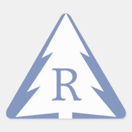 Adesivo Triangular Árvore Branca de Monograma Personalizada no Natal